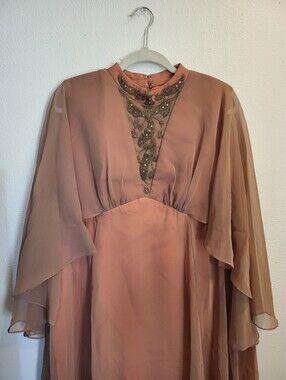 Vintage Custom Beaded Elgin Dress Women's Size 16 60s 70s